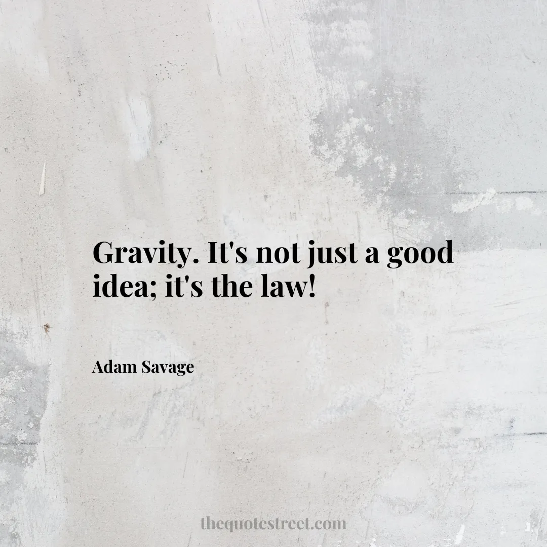 Gravity. It's not just a good idea; it's the law! - Adam Savage