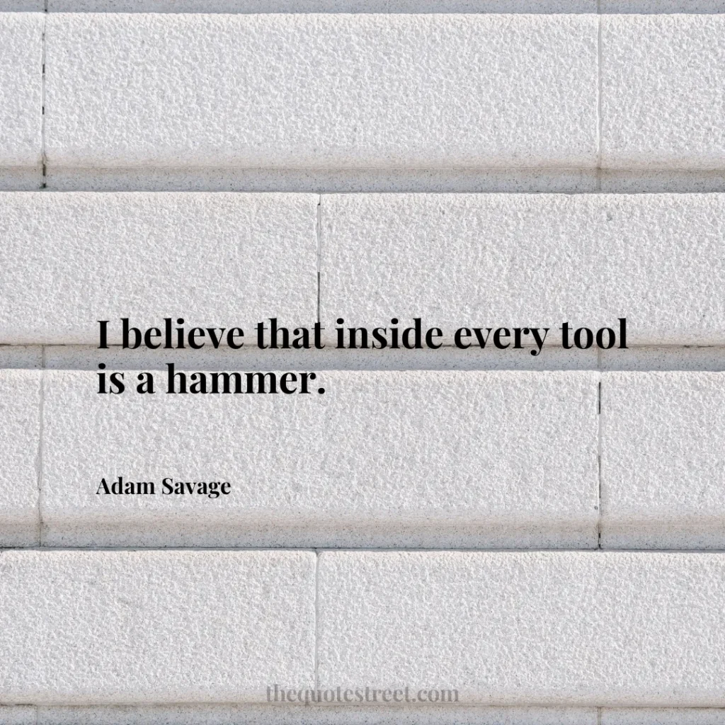 I believe that inside every tool is a hammer. - Adam Savage