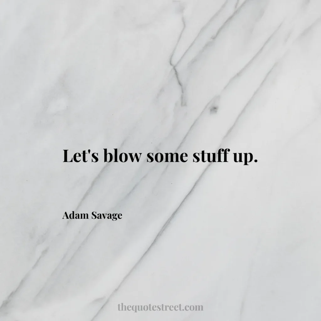 Let's blow some stuff up. - Adam Savage