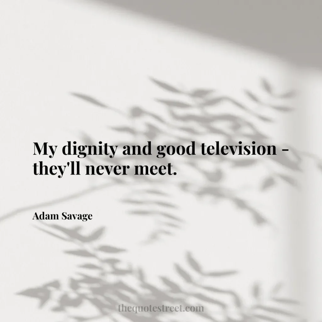 My dignity and good television - they'll never meet. - Adam Savage