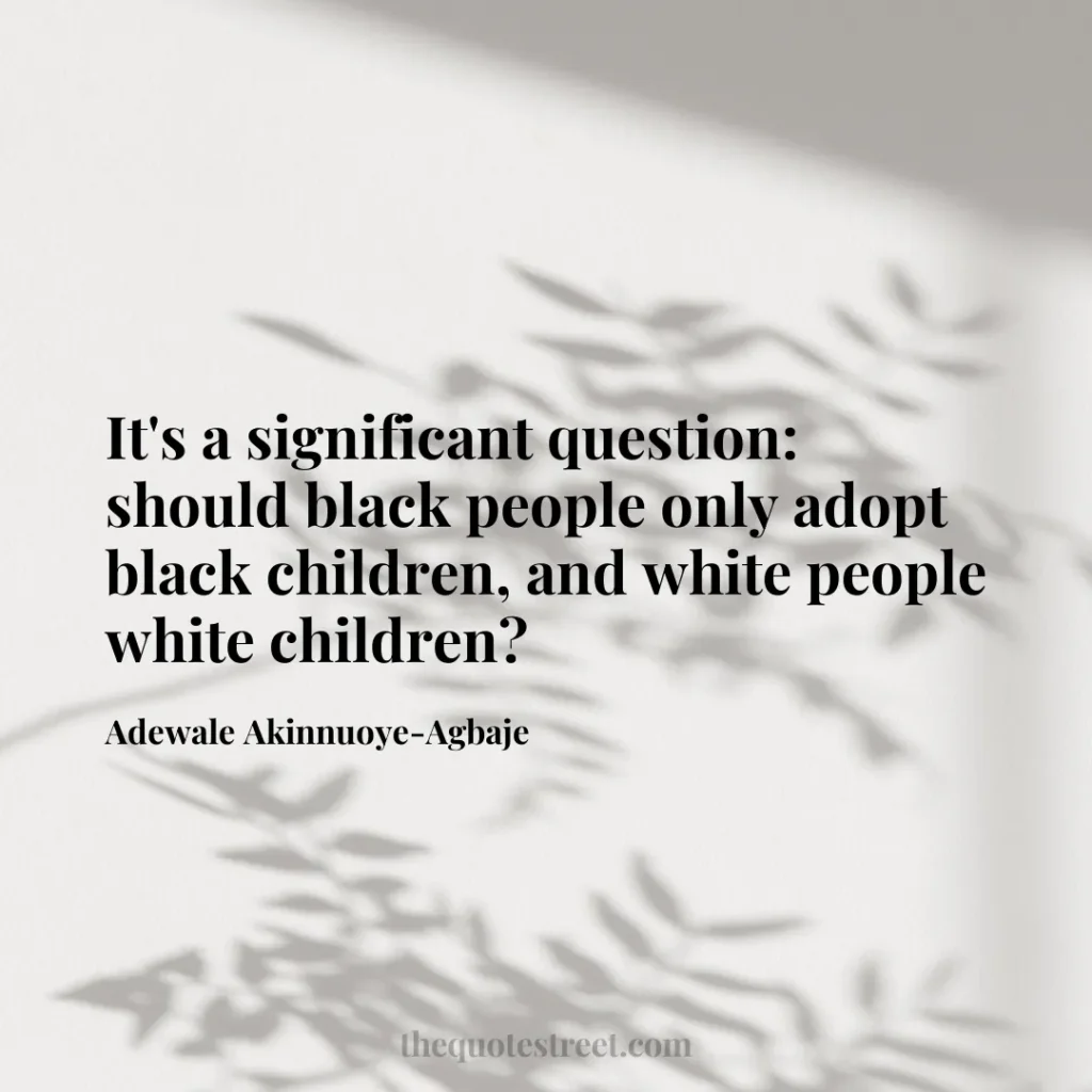 It's a significant question: should black people only adopt black children