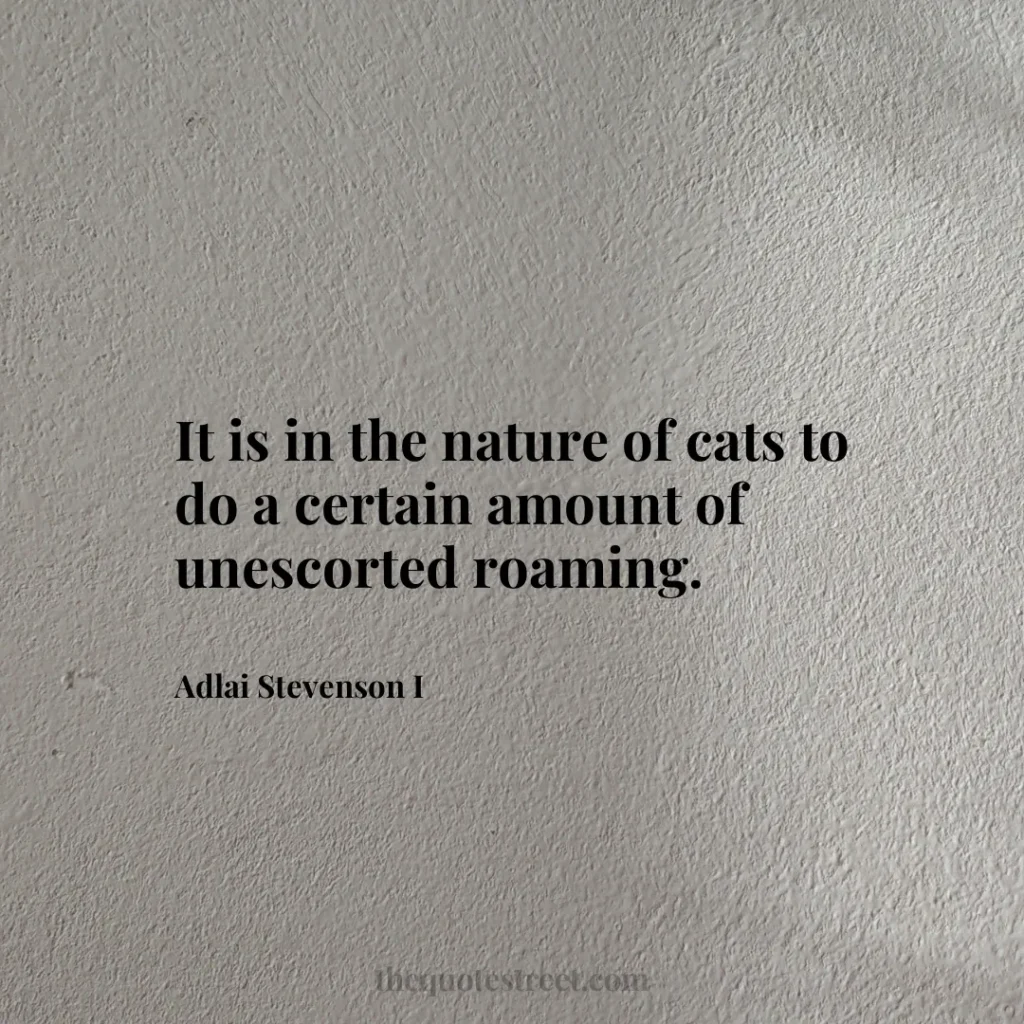 It is in the nature of cats to do a certain amount of unescorted roaming. - Adlai Stevenson I