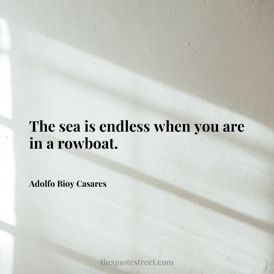 The sea is endless when you are in a rowboat. - Adolfo Bioy Casares