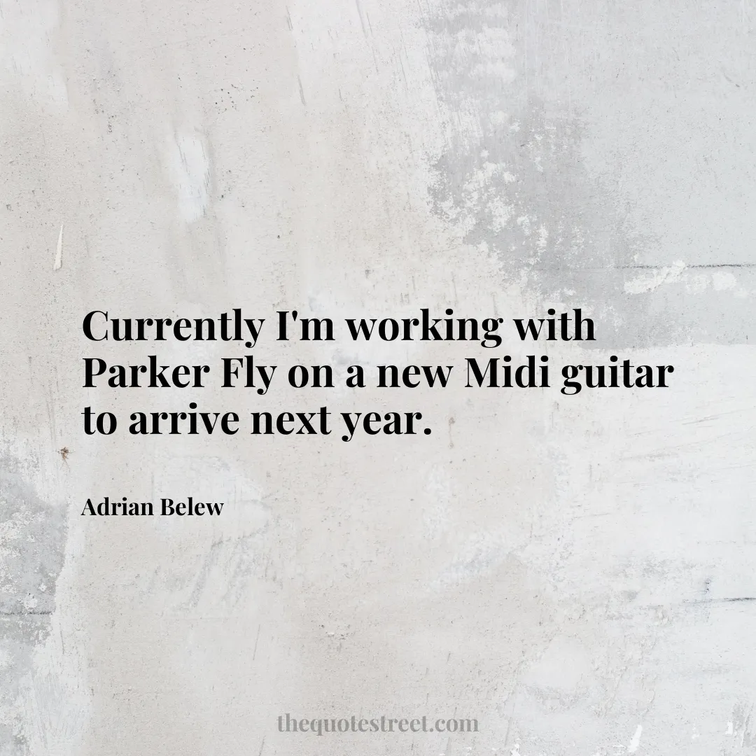 Currently I'm working with Parker Fly on a new Midi guitar to arrive next year. - Adrian Belew