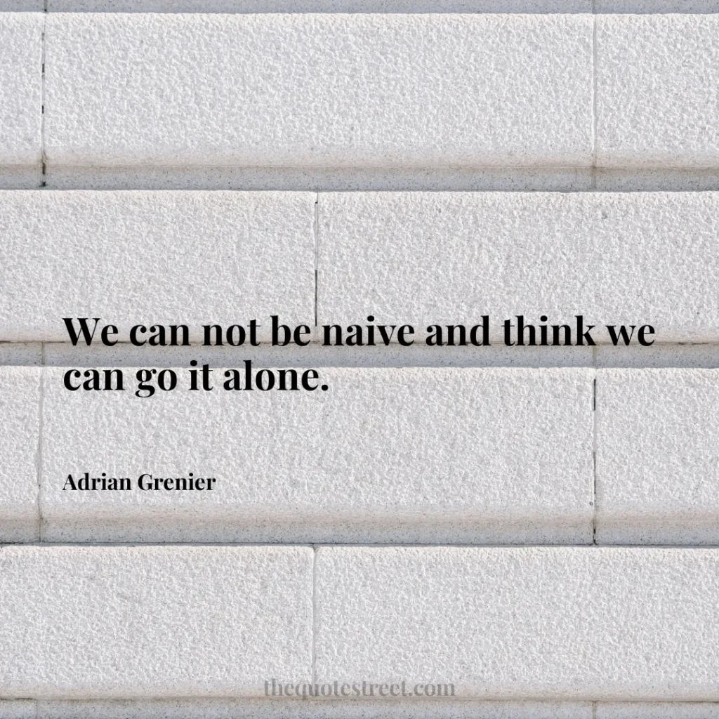 We can not be naive and think we can go it alone. - Adrian Grenier