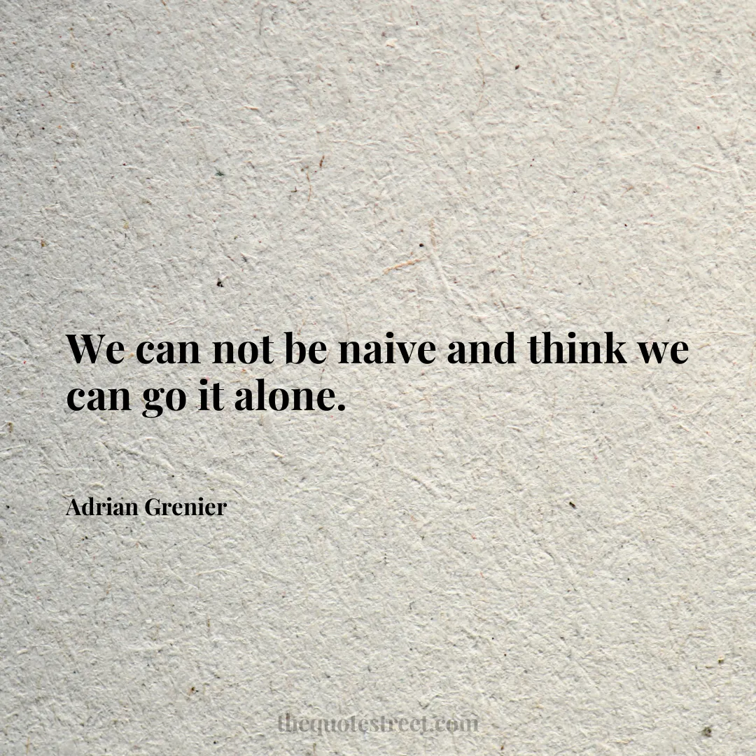We can not be naive and think we can go it alone. - Adrian Grenier