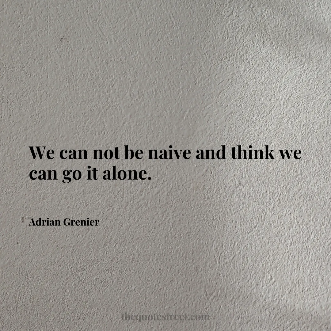 We can not be naive and think we can go it alone. - Adrian Grenier