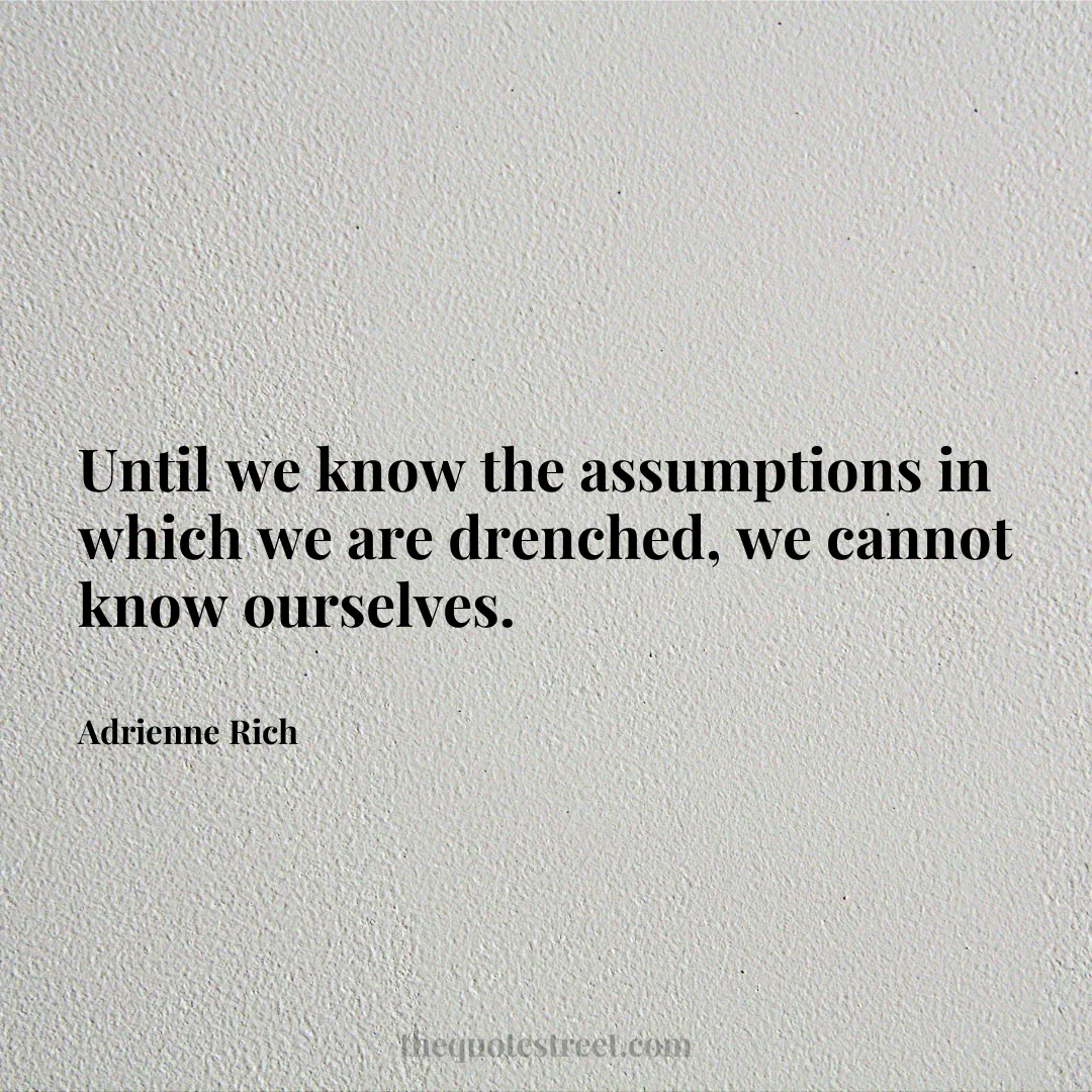 Until we know the assumptions in which we are drenched