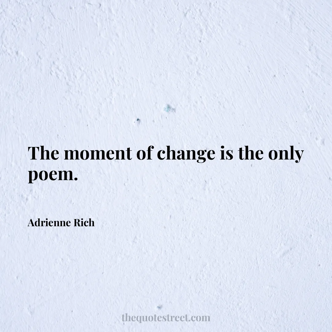 The moment of change is the only poem. - Adrienne Rich