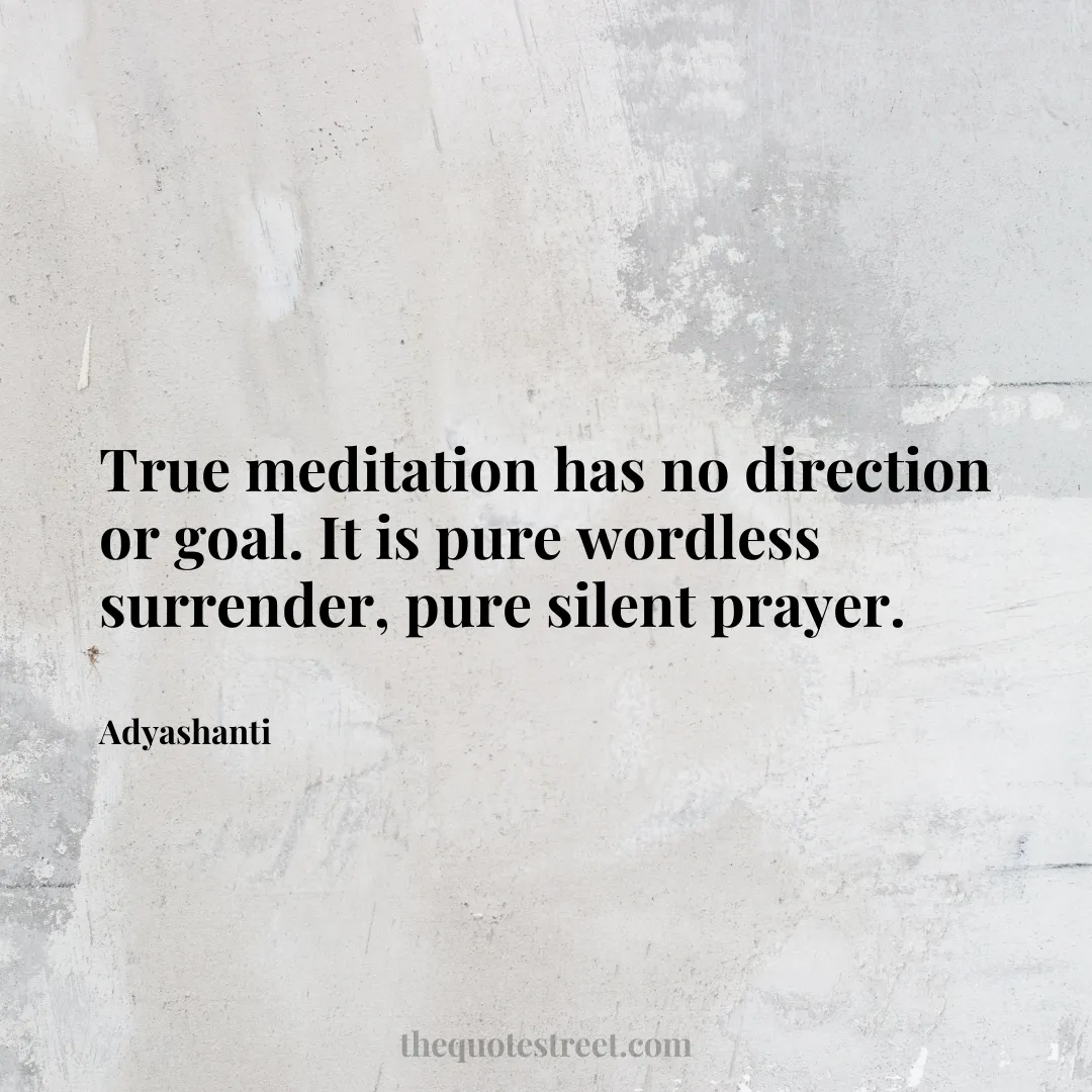 True meditation has no direction or goal. It is pure wordless surrender