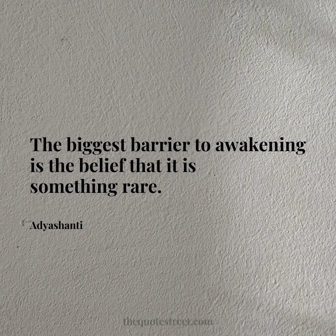 The biggest barrier to awakening is the belief that it is something rare. - Adyashanti