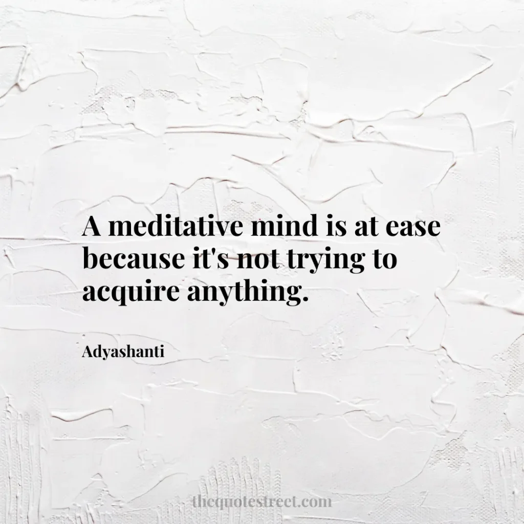 A meditative mind is at ease because it's not trying to acquire anything. - Adyashanti