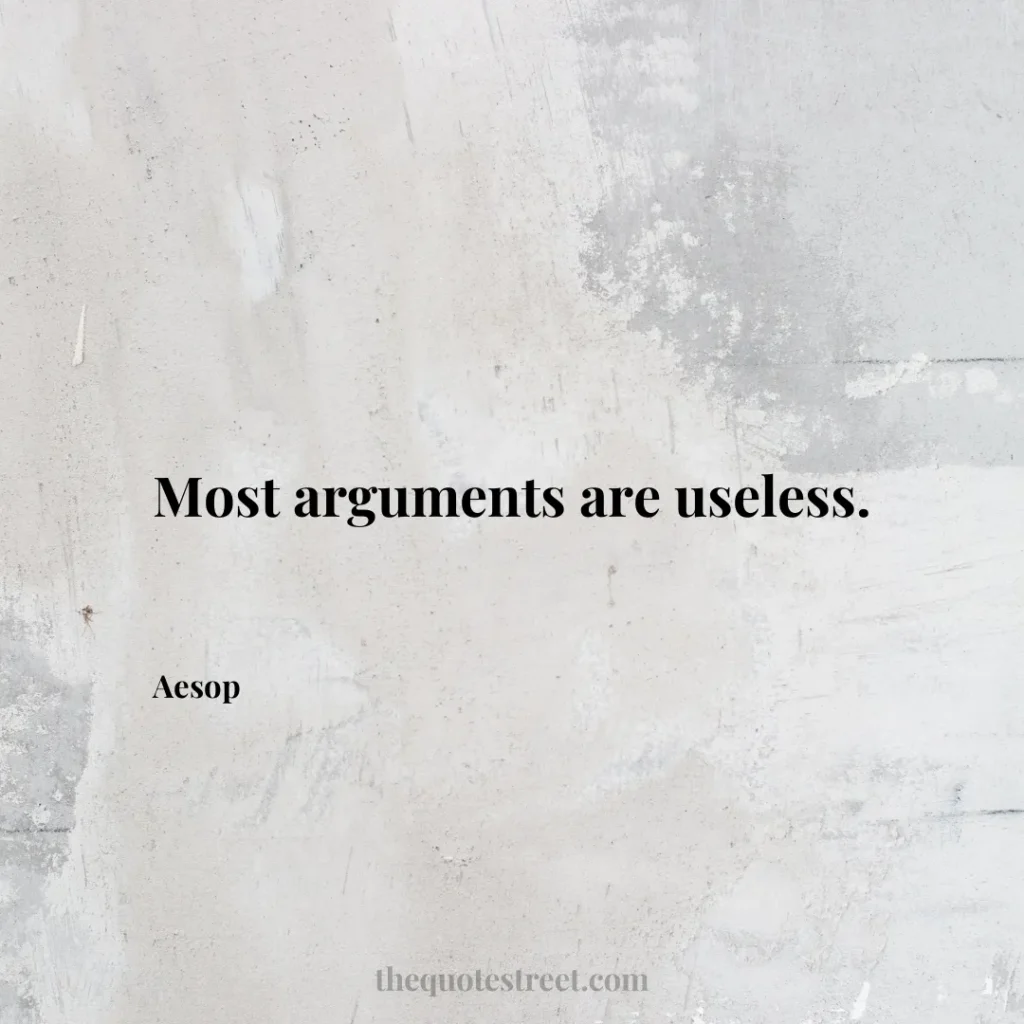 Most arguments are useless. - Aesop