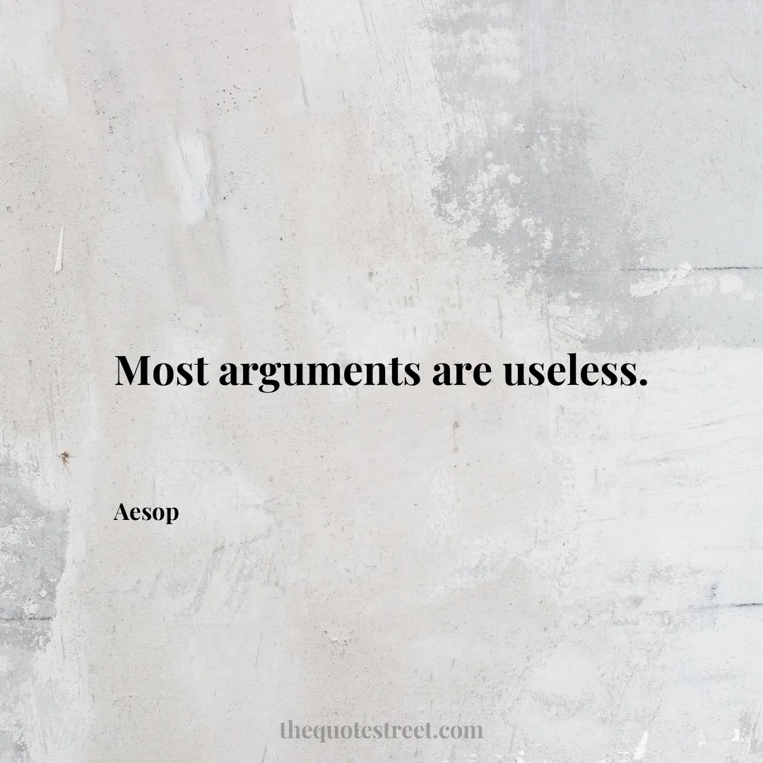 Most arguments are useless. - Aesop