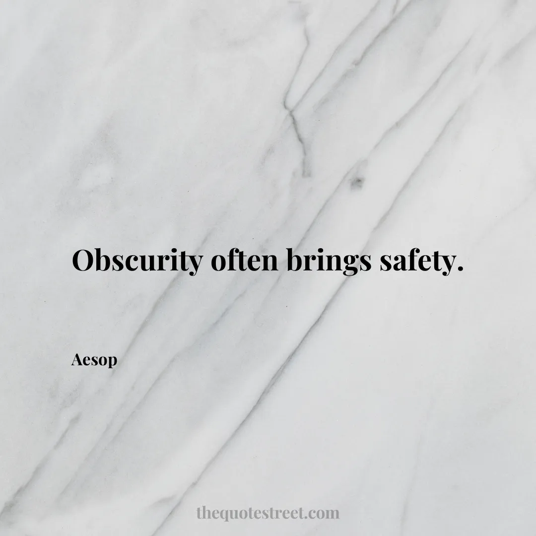 Obscurity often brings safety. - Aesop