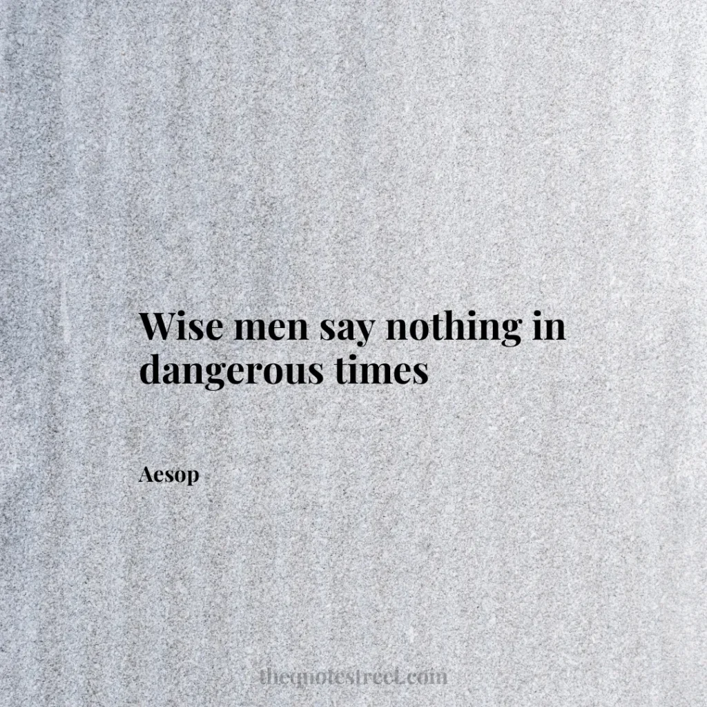 Wise men say nothing in dangerous times - Aesop