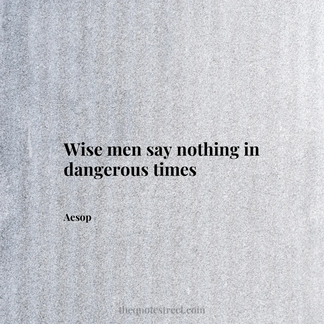 Wise men say nothing in dangerous times - Aesop
