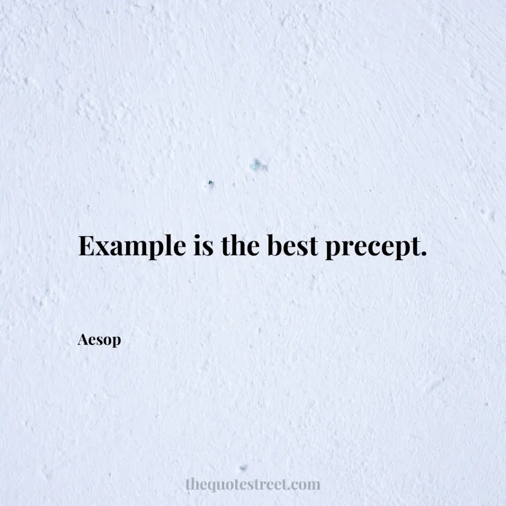 Example is the best precept. - Aesop