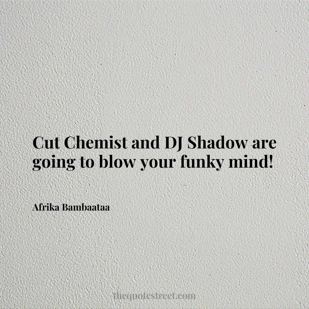 Cut Chemist and DJ Shadow are going to blow your funky mind! - Afrika Bambaataa