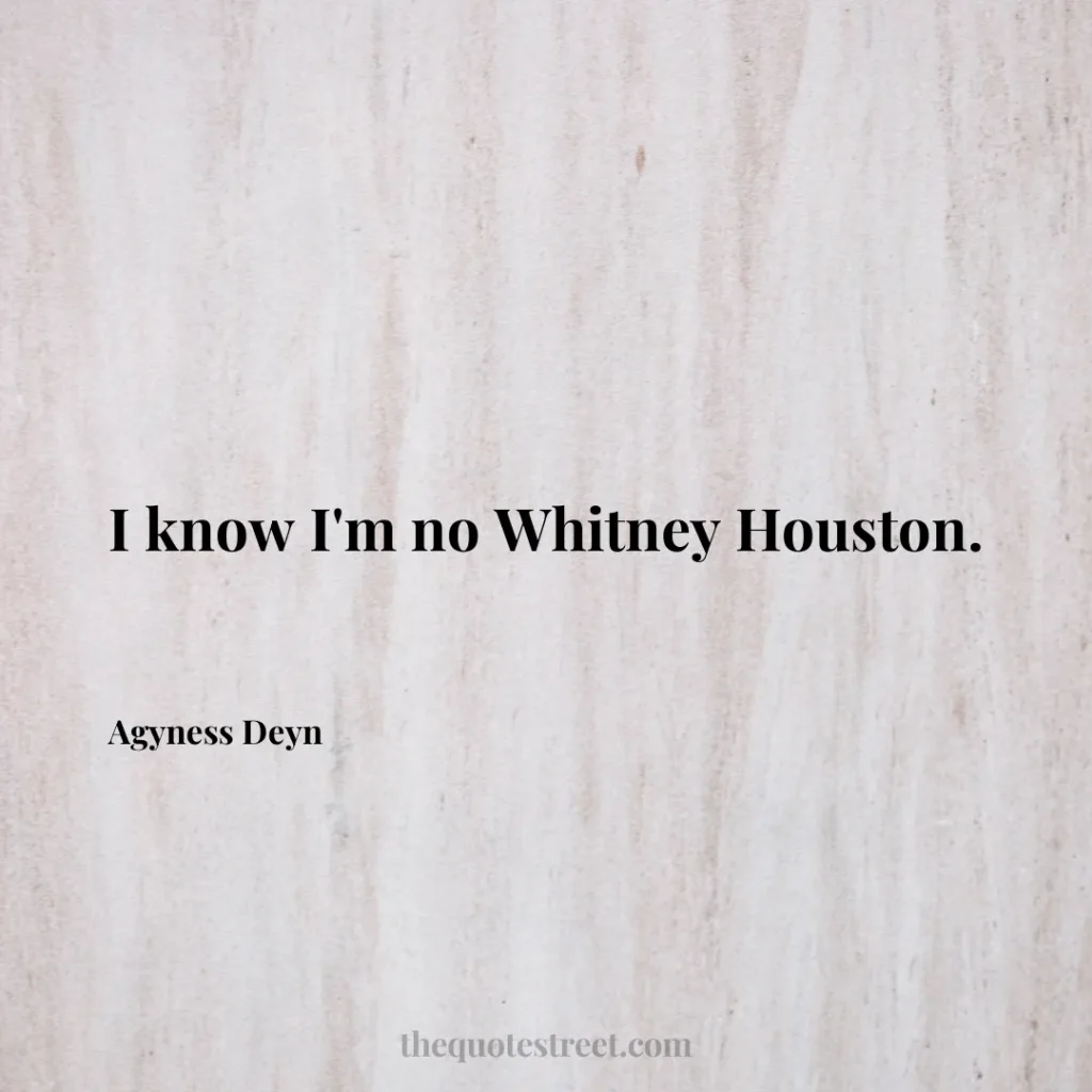 I know I'm no Whitney Houston. - Agyness Deyn