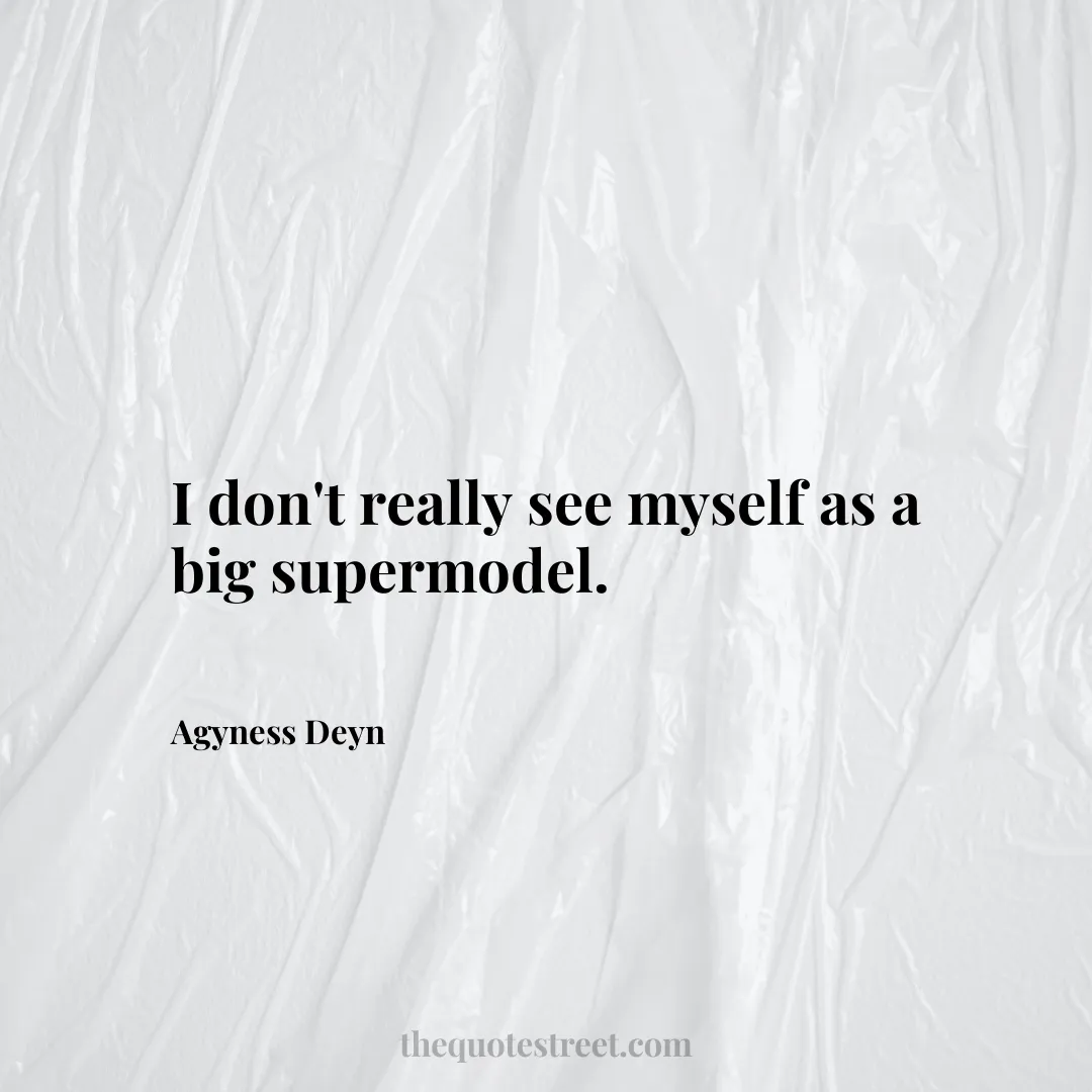 I don't really see myself as a big supermodel. - Agyness Deyn