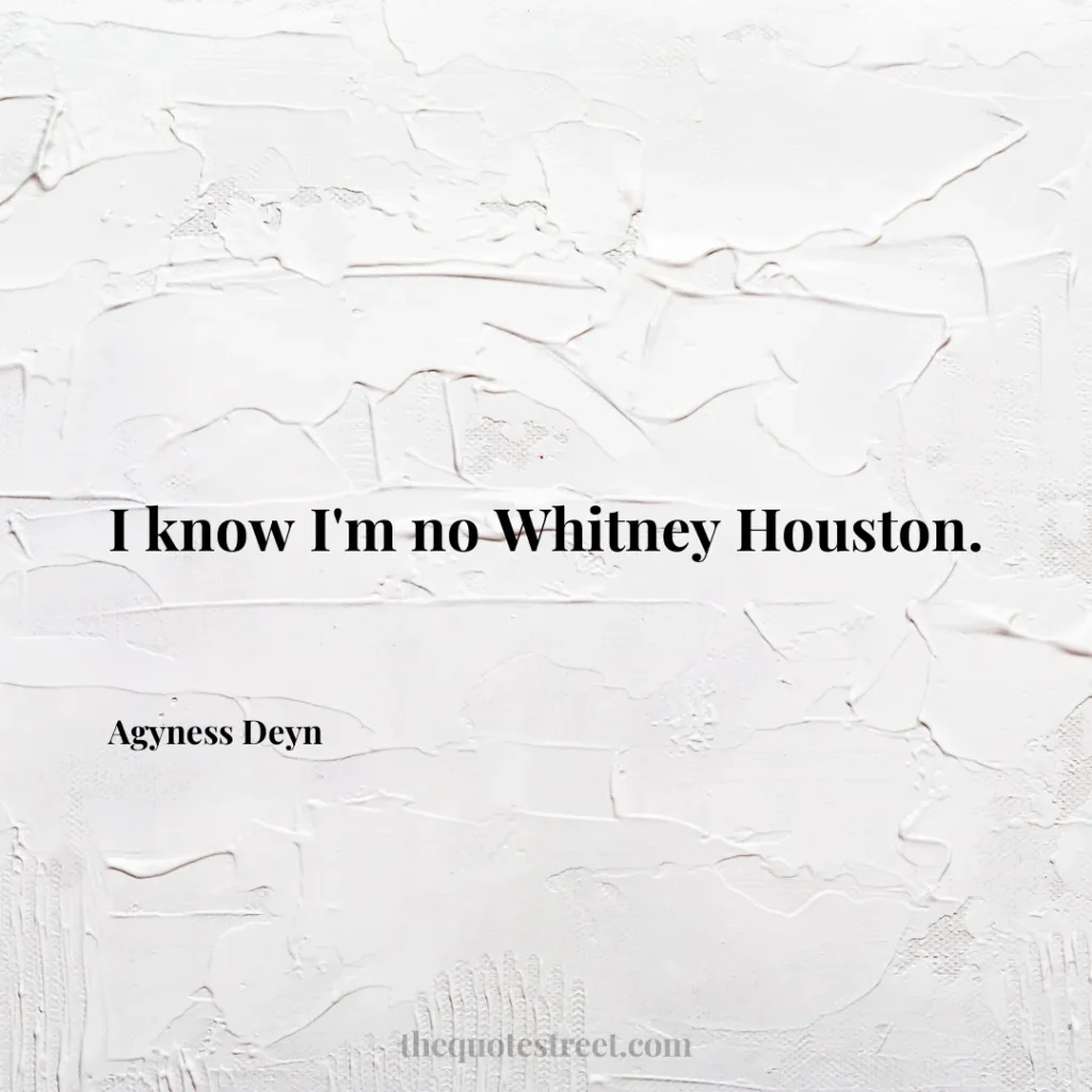 I know I'm no Whitney Houston. - Agyness Deyn