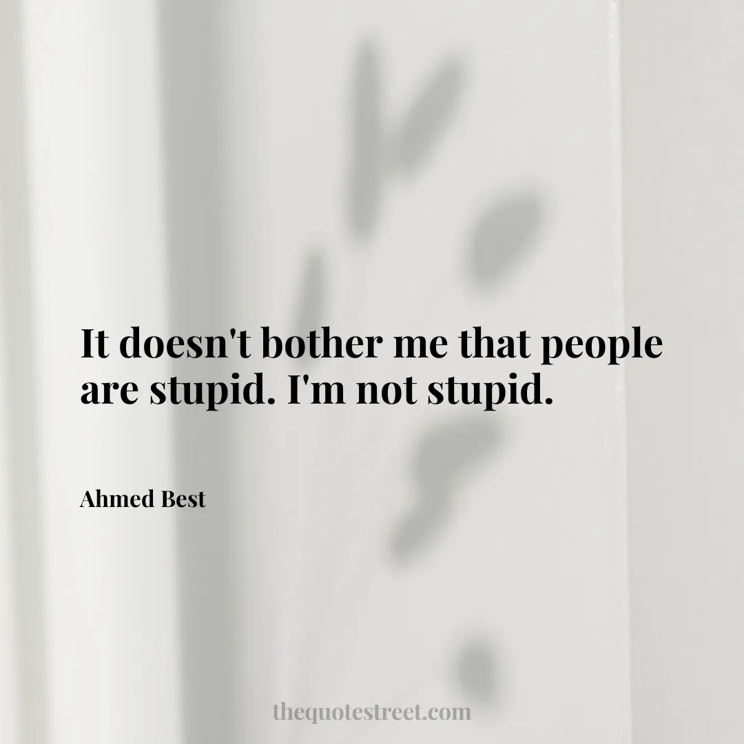 It doesn't bother me that people are stupid. I'm not stupid. - Ahmed Best