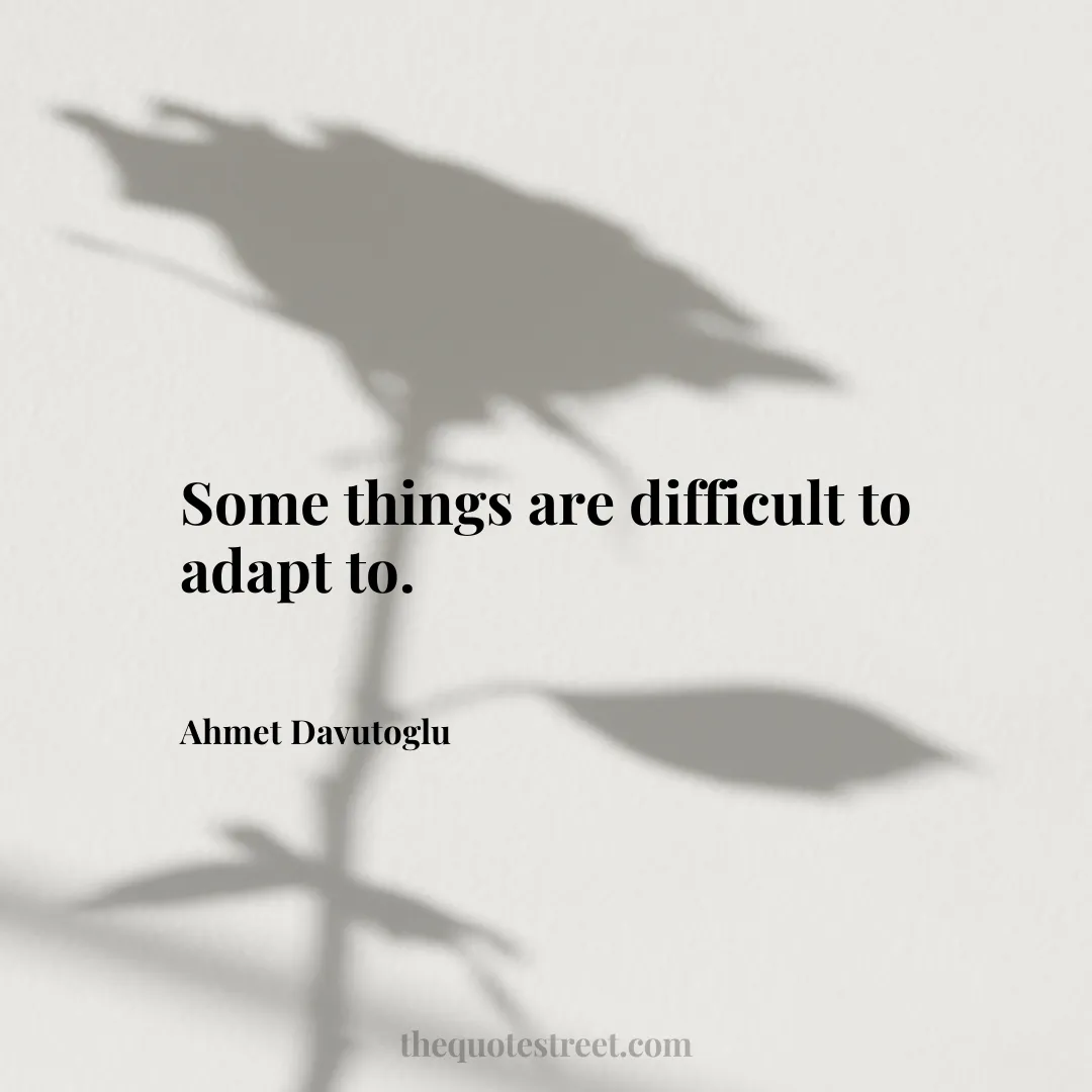 Some things are difficult to adapt to. - Ahmet Davutoglu