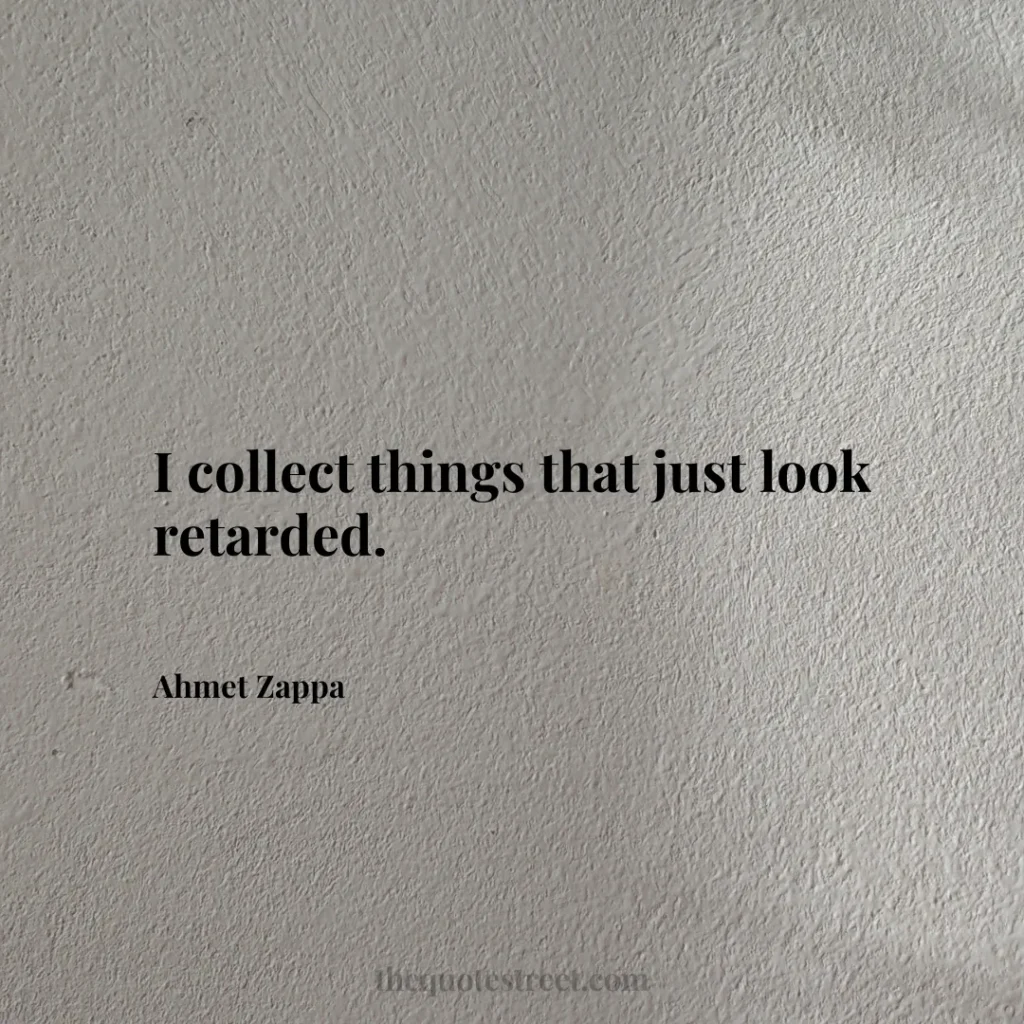 I collect things that just look retarded. - Ahmet Zappa