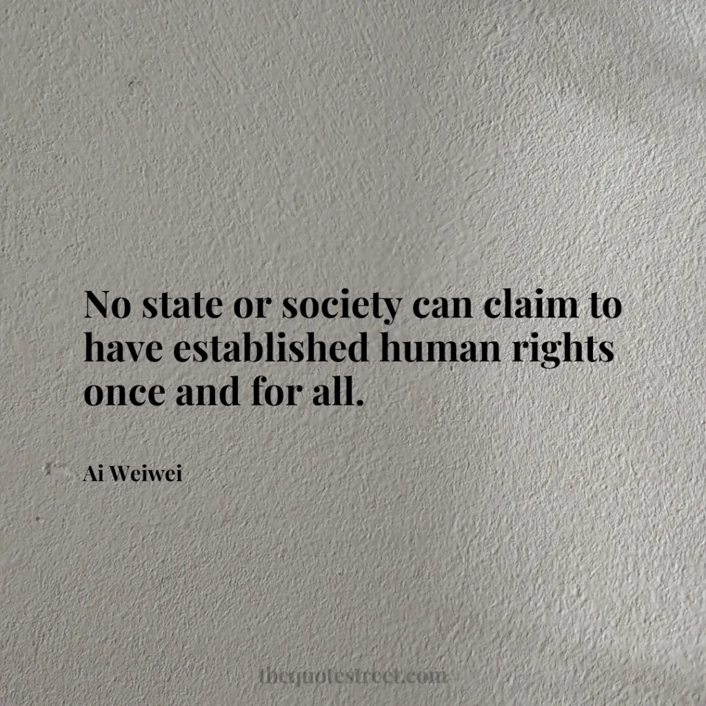 No state or society can claim to have established human rights once and for all. - Ai Weiwei