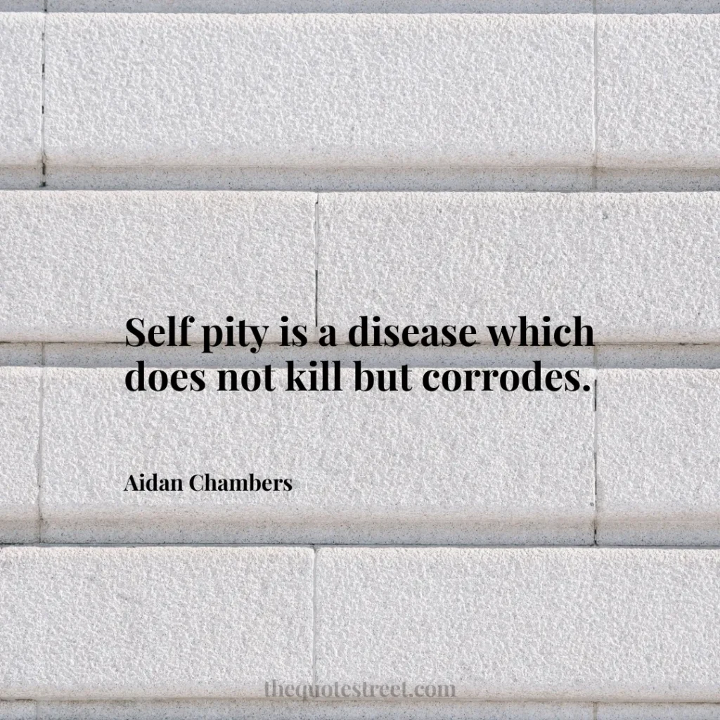 Self pity is a disease which does not kill but corrodes. - Aidan Chambers