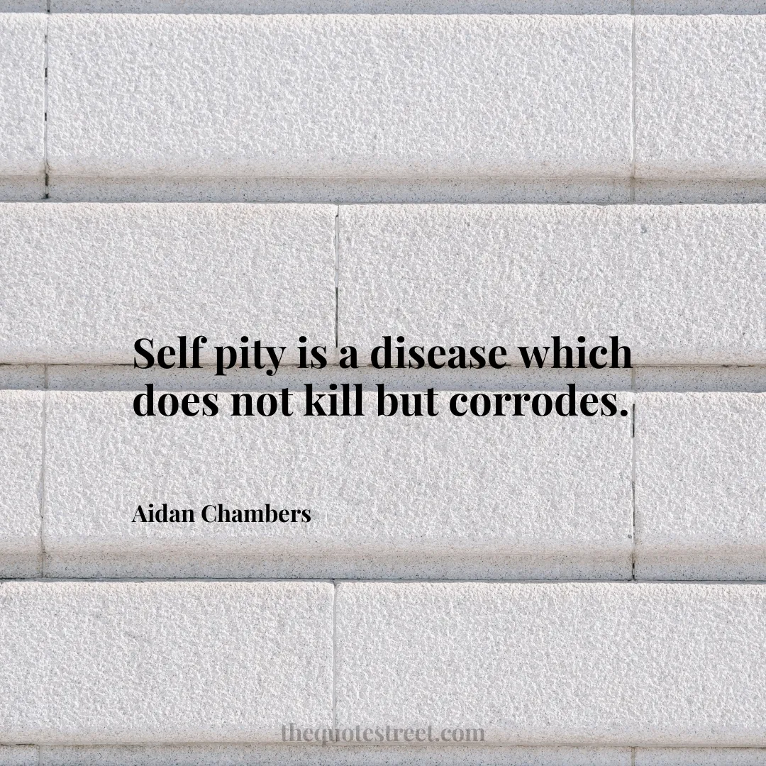 Self pity is a disease which does not kill but corrodes. - Aidan Chambers
