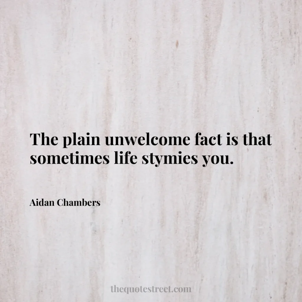 The plain unwelcome fact is that sometimes life stymies you. - Aidan Chambers