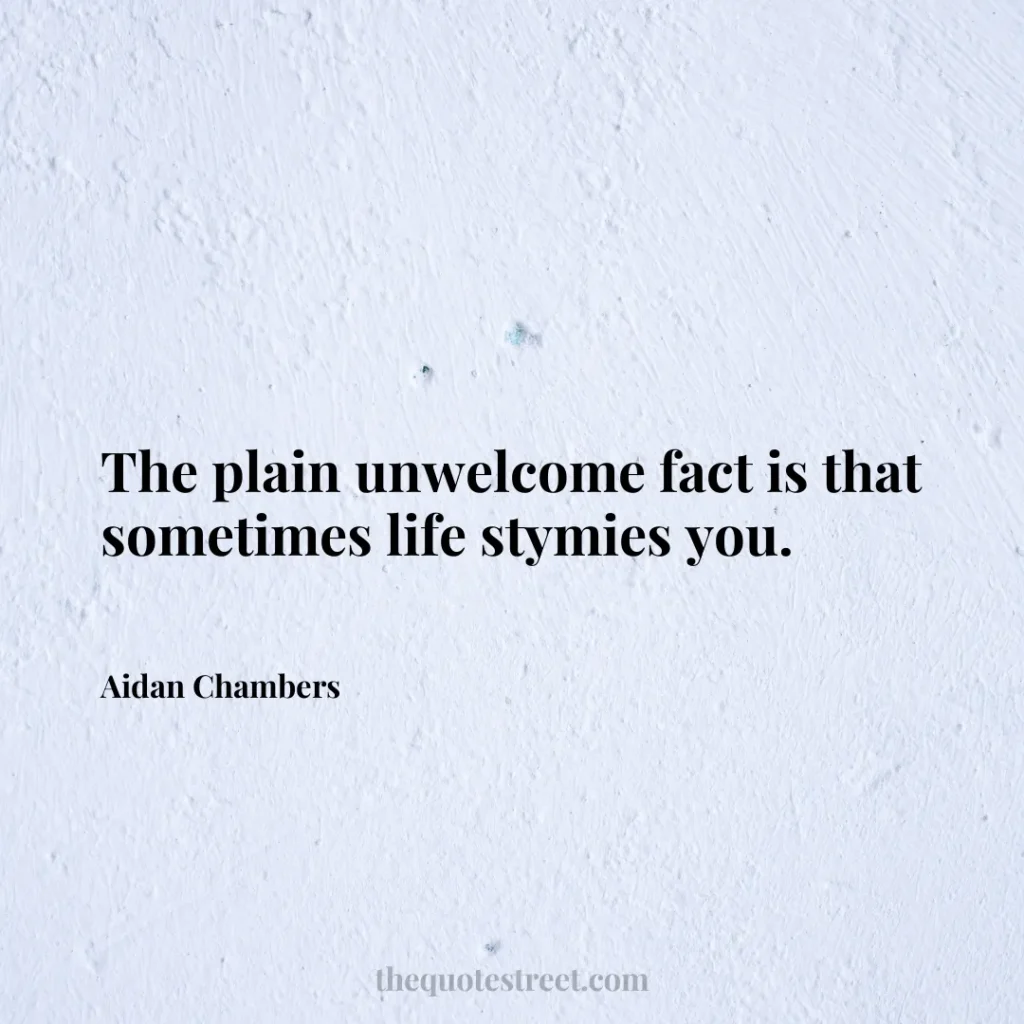 The plain unwelcome fact is that sometimes life stymies you. - Aidan Chambers