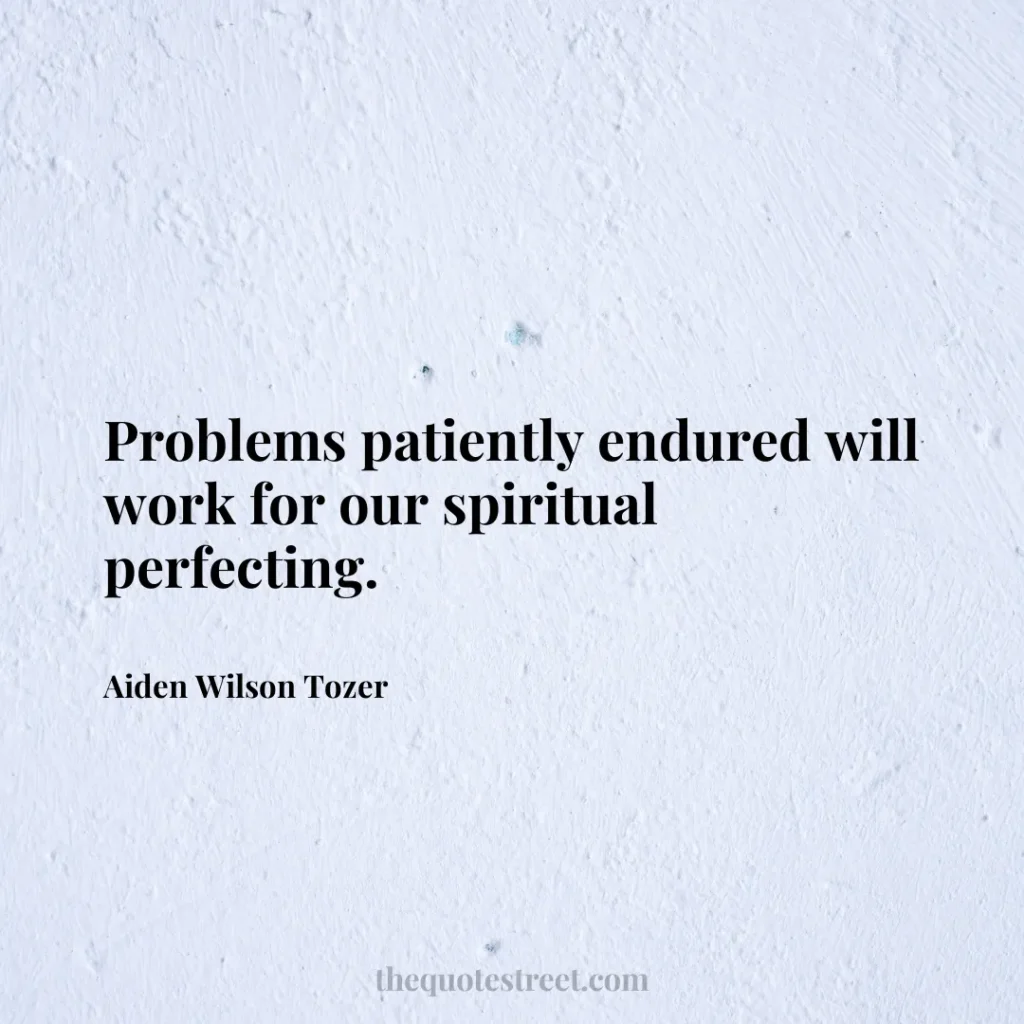 Problems patiently endured will work for our spiritual perfecting. - Aiden Wilson Tozer