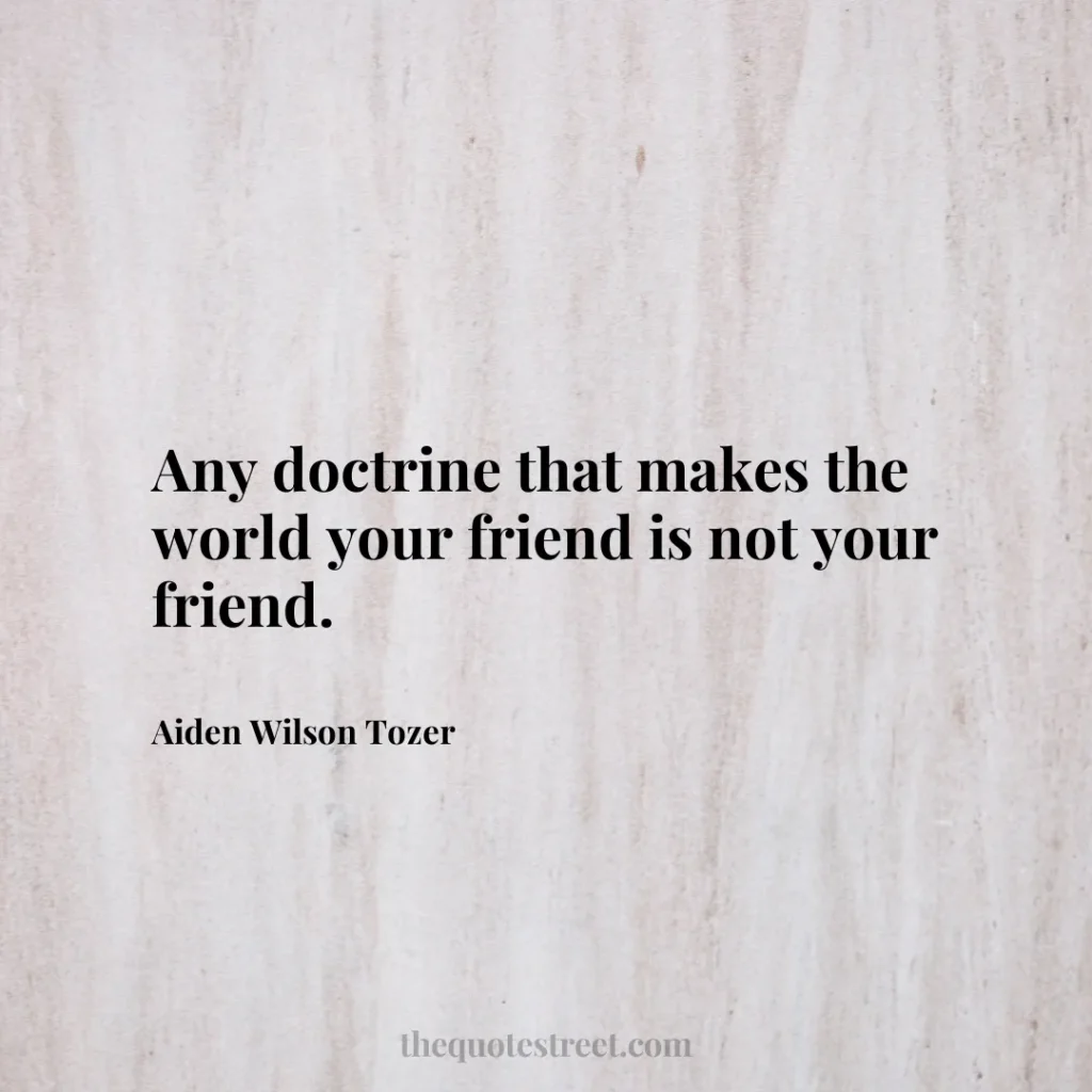 Any doctrine that makes the world your friend is not your friend. - Aiden Wilson Tozer