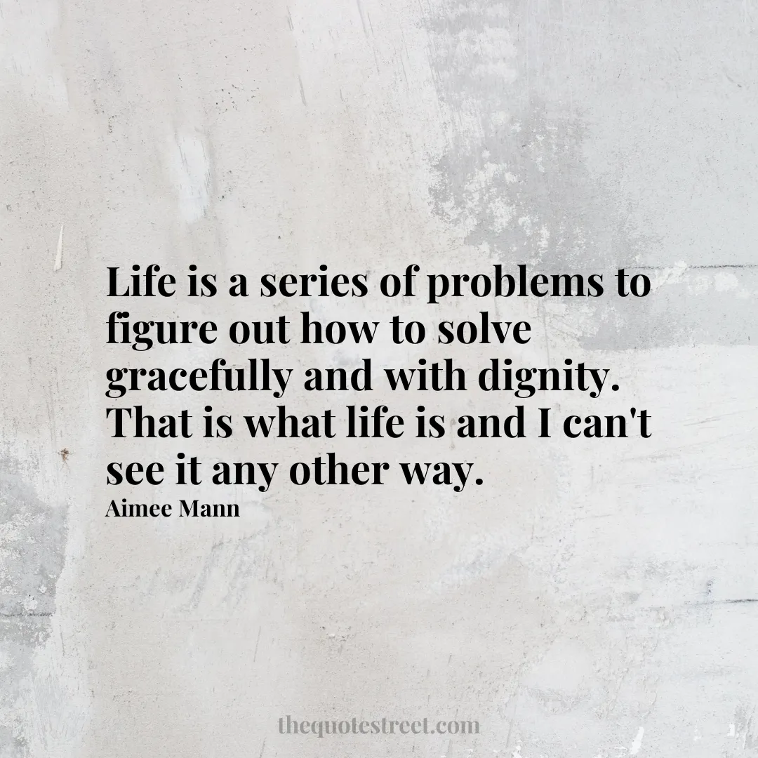 Life is a series of problems to figure out how to solve gracefully and with dignity. That is what life is and I can't see it any other way. - Aimee Mann