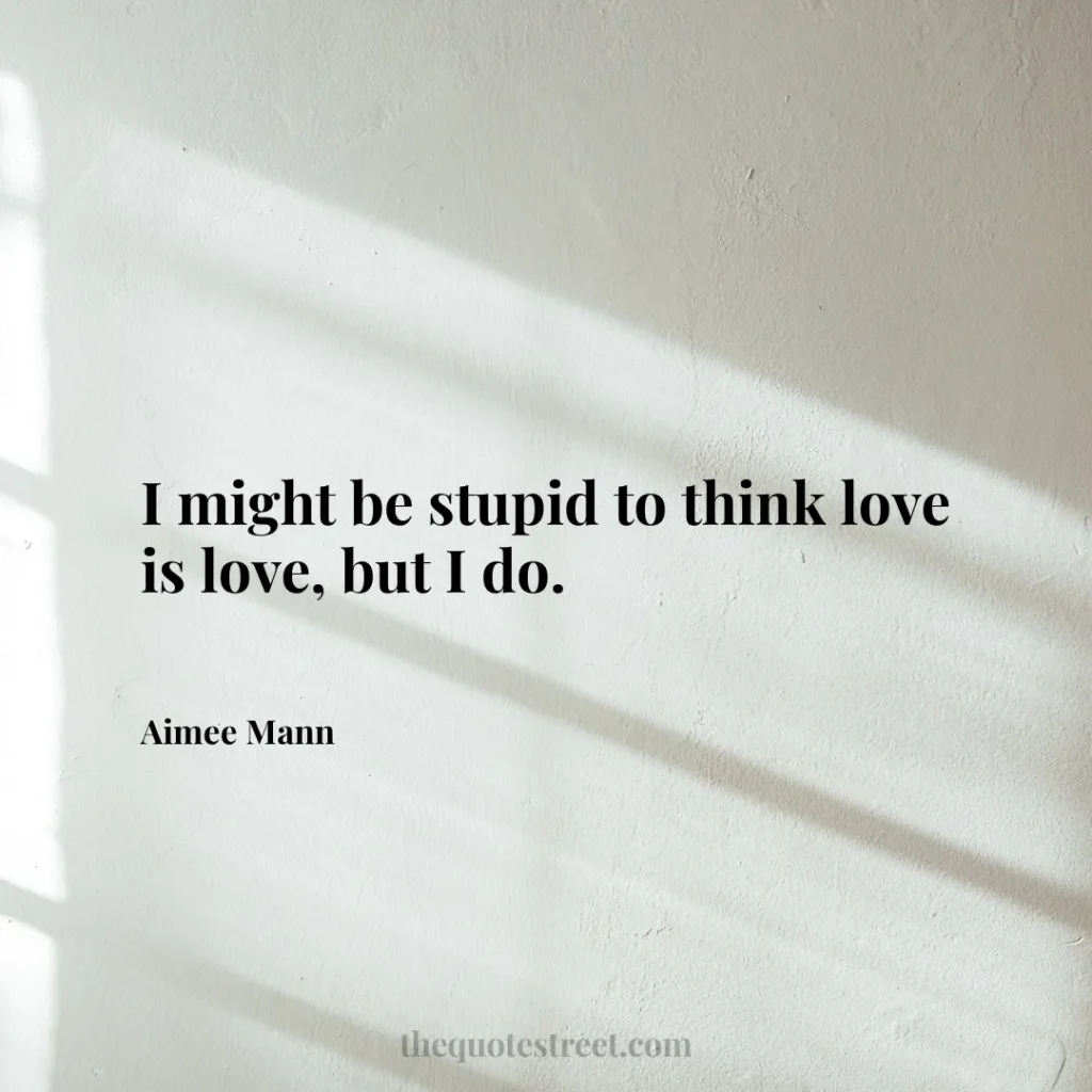 I might be stupid to think love is love