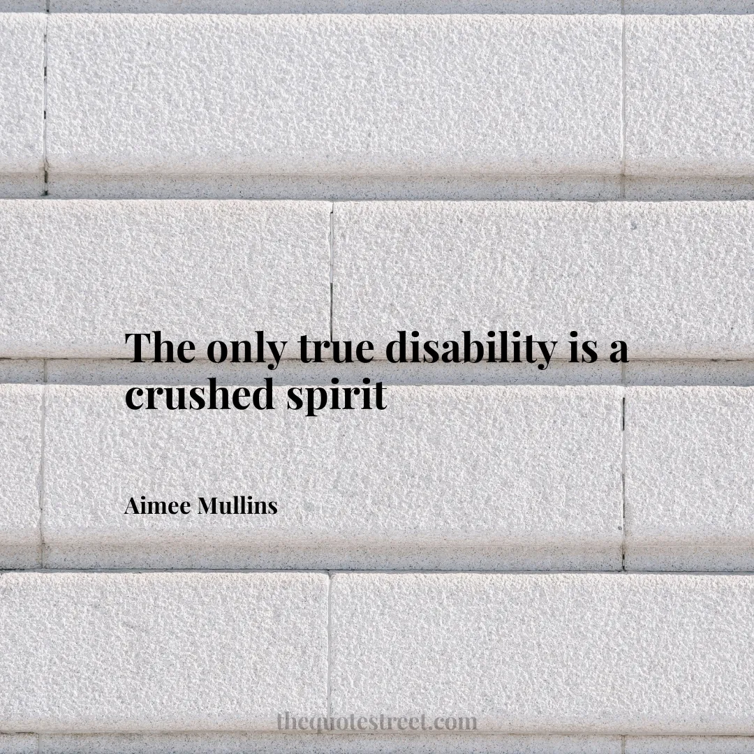 The only true disability is a crushed spirit - Aimee Mullins