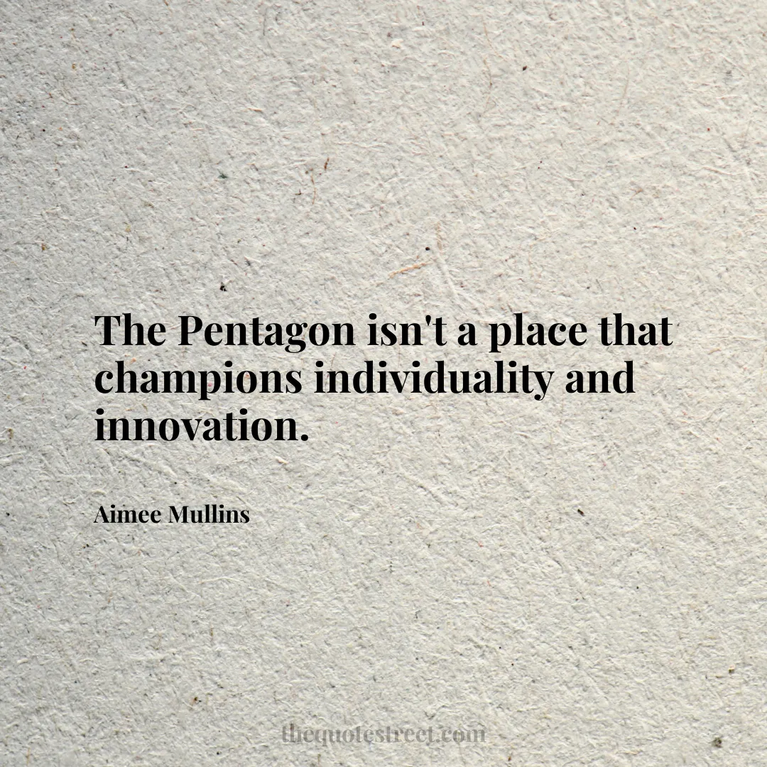 The Pentagon isn't a place that champions individuality and innovation. - Aimee Mullins