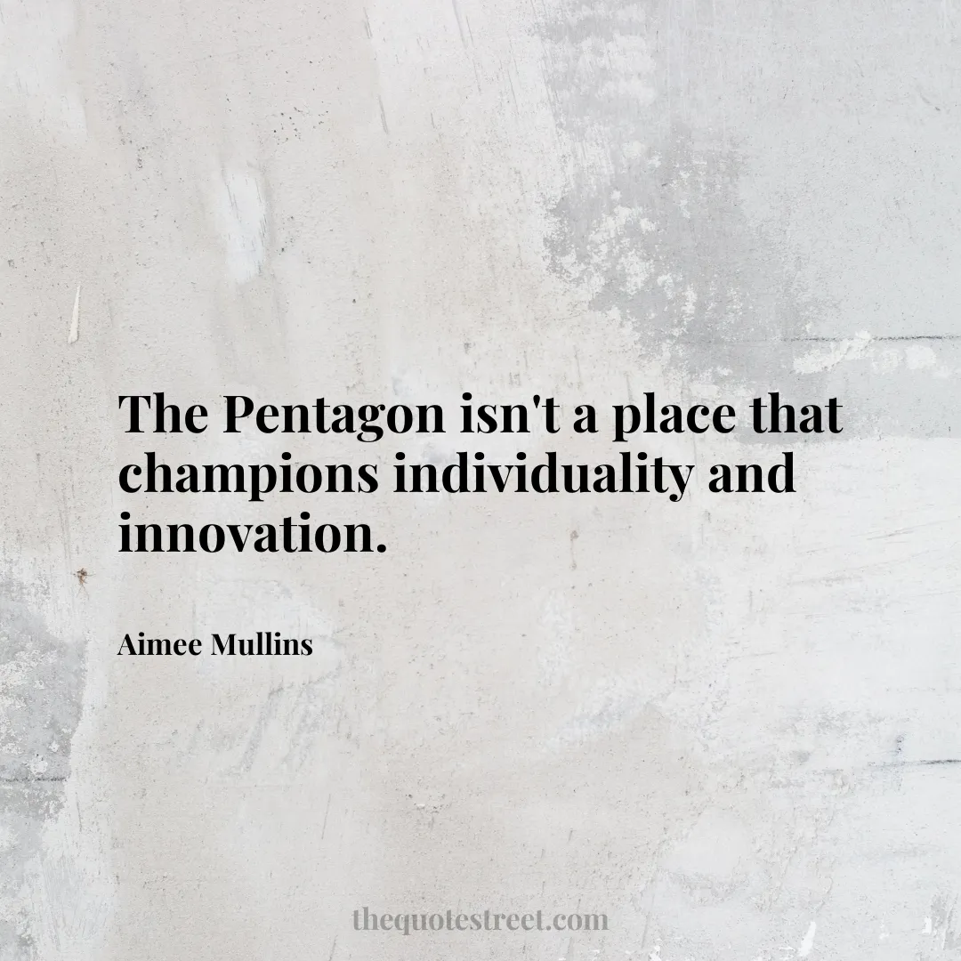 The Pentagon isn't a place that champions individuality and innovation. - Aimee Mullins