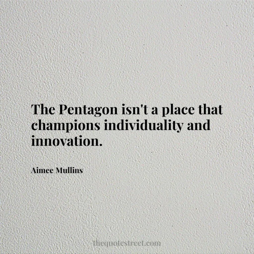 The Pentagon isn't a place that champions individuality and innovation. - Aimee Mullins