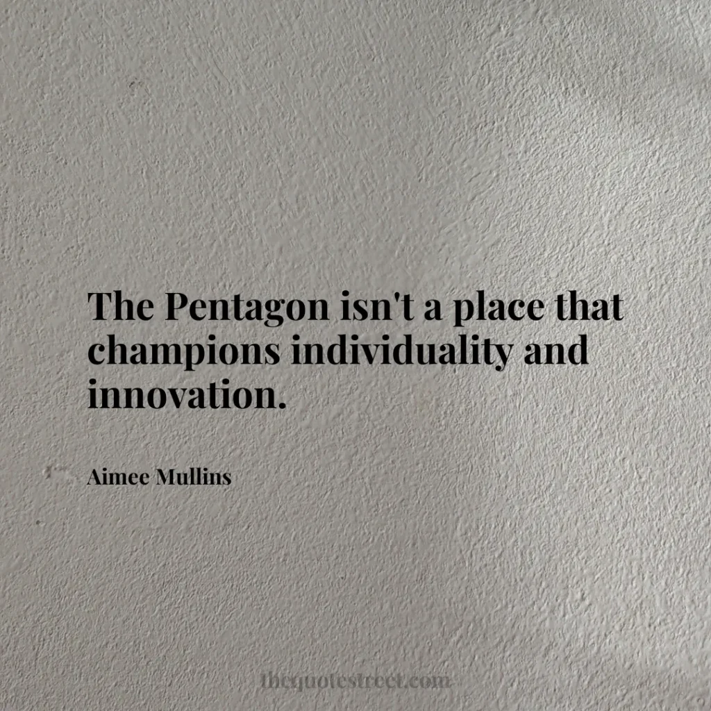 The Pentagon isn't a place that champions individuality and innovation. - Aimee Mullins